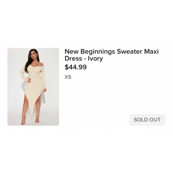 Cream off the shoulders long sleeve dress - Picture 7 of 8